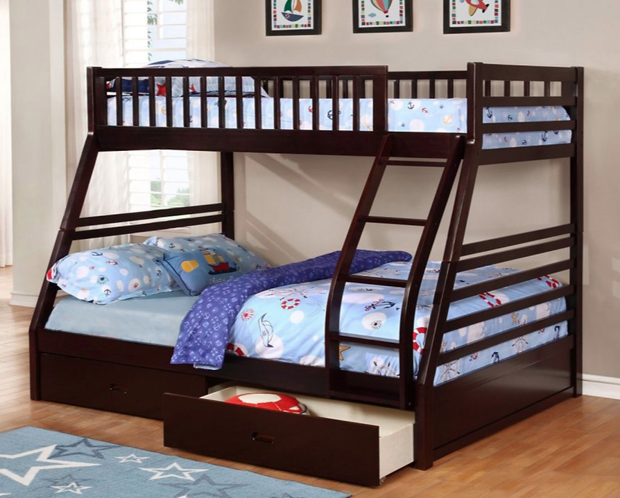 WOODEN BUNK T/F (WITH STORAGE) - ESPRESSO