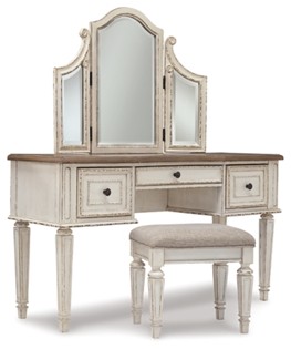 REALYN VANITY & MIRROR WITH STOOL