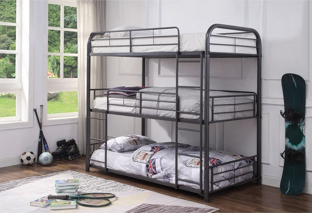 TRIPLE METAL BUNK BED T/T/T - GREY