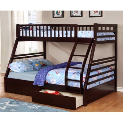 WOODEN BUNK T/F (WITH STORAGE) - ESPRESSO